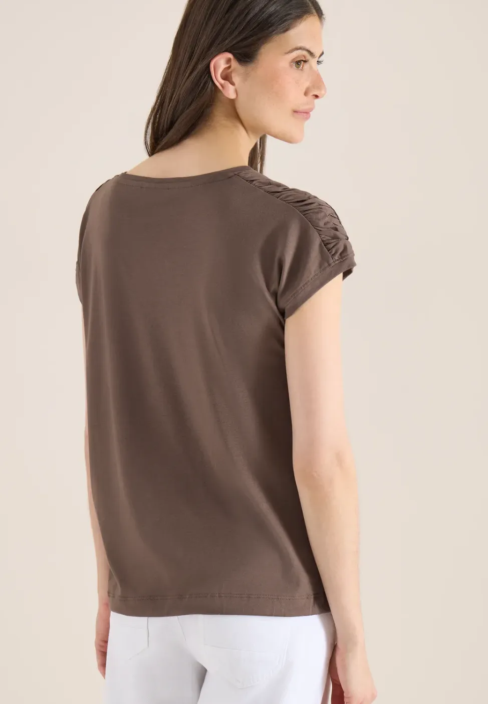Shirt met korte mouwen en rimpels