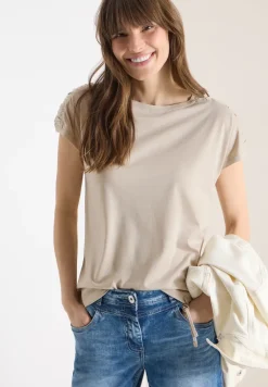 Shirt met korte mouwen en rimpels