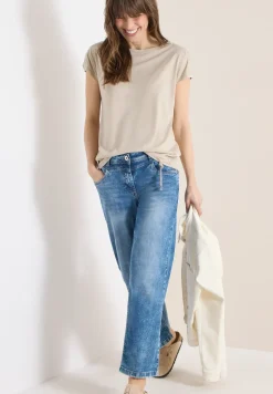 Shirt met korte mouwen en rimpels