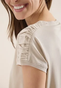 Shirt met korte mouwen en rimpels