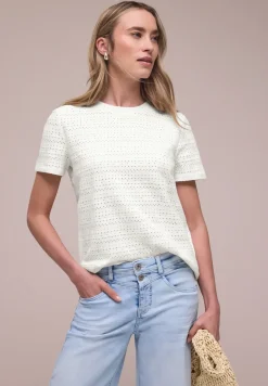 Shirt met korte mouwen en ronde hals in kant