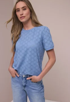 Shirt met korte mouwen en ronde hals in kant