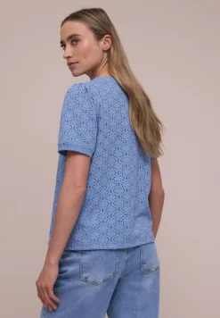 Shirt met korte mouwen en ronde hals in kant