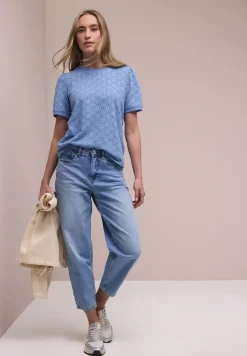 Shirt met korte mouwen en ronde hals in kant