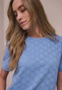 Shirt met korte mouwen en ronde hals in kant