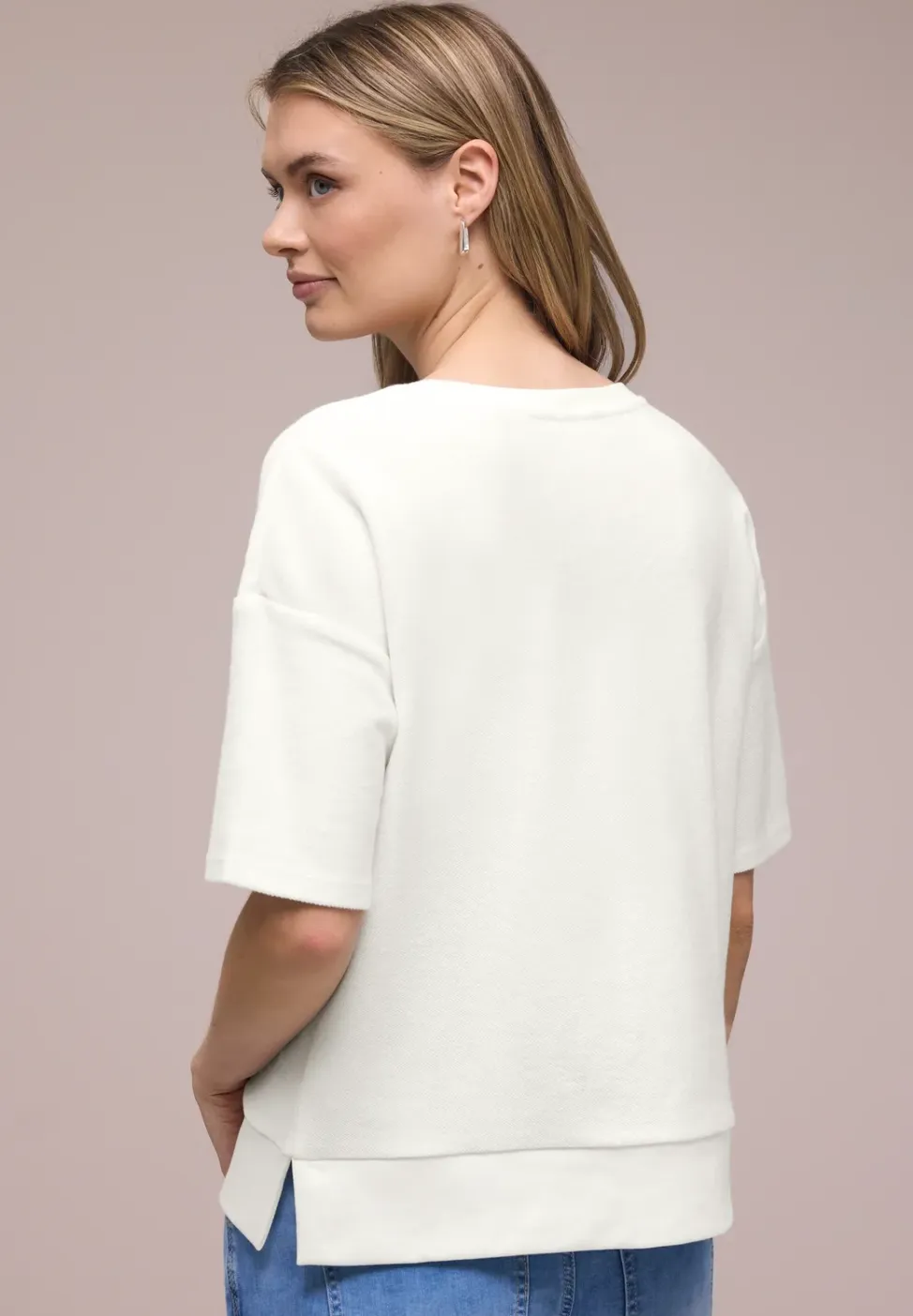 Shirt met korte mouwen en structuurmix