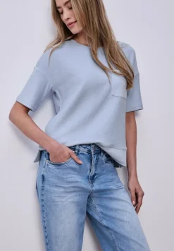 Shirt met korte mouwen en structuurmix