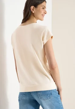 Shirt met korte mouwen en V-hals in effen kleur
