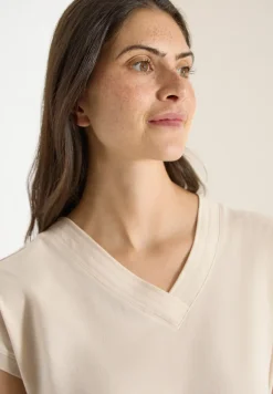 Shirt met korte mouwen en V-hals in effen kleur