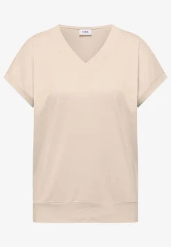 Shirt met korte mouwen en V-hals in effen kleur