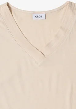 Shirt met korte mouwen en V-hals in effen kleur