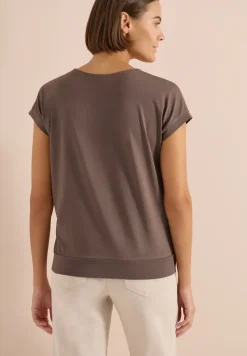 Shirt met korte mouwen en V-hals in effen kleur