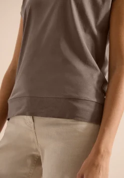 Shirt met korte mouwen en V-hals in effen kleur