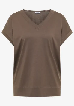 Shirt met korte mouwen en V-hals in effen kleur