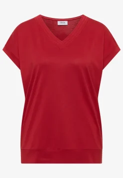 Shirt met korte mouwen en V-hals in effen kleur
