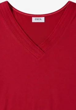 Shirt met korte mouwen en V-hals in effen kleur