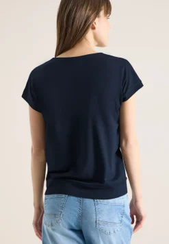 Shirt met korte mouwen en V-hals in effen kleur