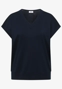 Shirt met korte mouwen en V-hals in effen kleur