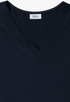 Shirt met korte mouwen en V-hals in effen kleur