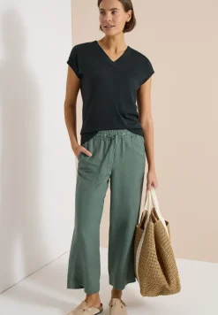 Shirt met korte mouwen en V-hals in effen kleur