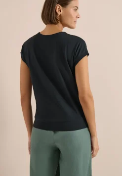 Shirt met korte mouwen en V-hals in effen kleur