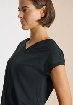 Shirt met korte mouwen en V-hals in effen kleur
