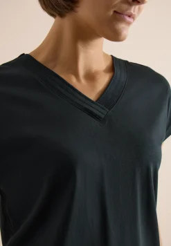 Shirt met korte mouwen en V-hals in effen kleur