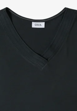 Shirt met korte mouwen en V-hals in effen kleur