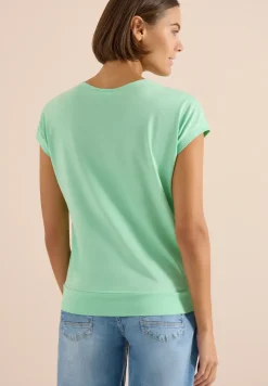 Shirt met korte mouwen en V-hals in effen kleur