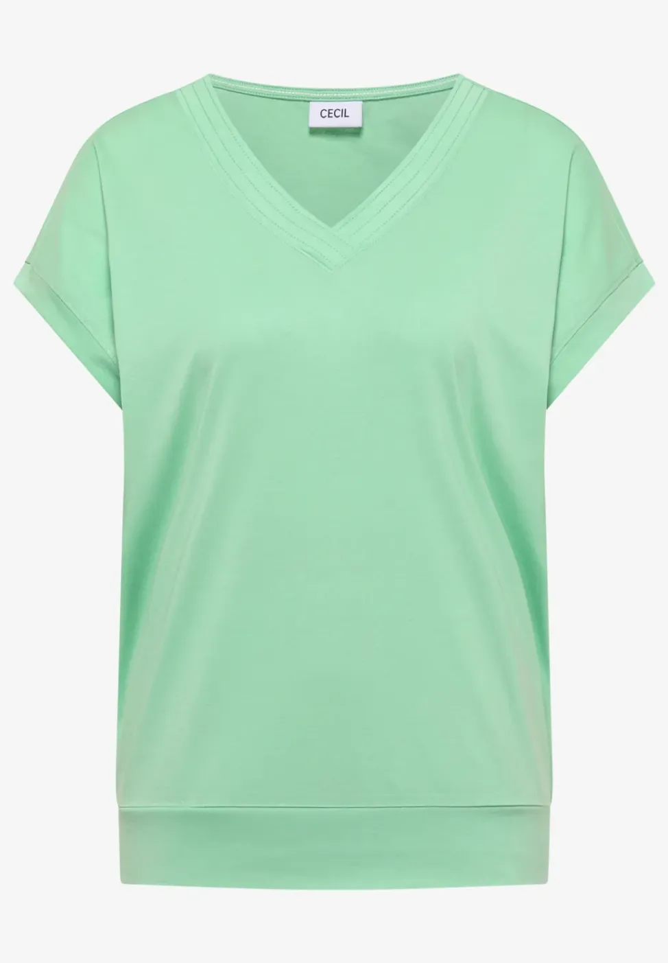 Shirt met korte mouwen en V-hals in effen kleur