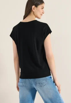 Shirt met korte mouwen en V-hals in effen kleur