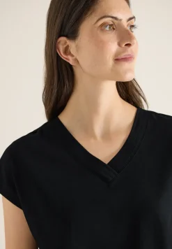 Shirt met korte mouwen en V-hals in effen kleur