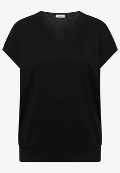 Shirt met korte mouwen en V-hals in effen kleur
