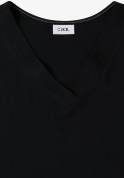 Shirt met korte mouwen en V-hals in effen kleur