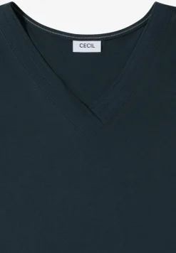 Shirt met korte mouwen en V-hals in effen kleur