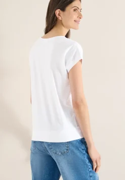 Shirt met korte mouwen en V-hals in effen kleur