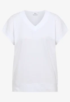 Shirt met korte mouwen en V-hals in effen kleur