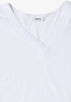 Shirt met korte mouwen en V-hals in effen kleur