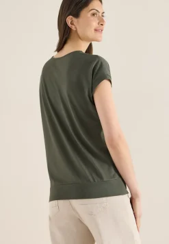 Shirt met korte mouwen en V-hals in effen kleur