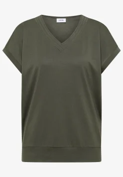 Shirt met korte mouwen en V-hals in effen kleur