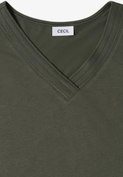 Shirt met korte mouwen en V-hals in effen kleur