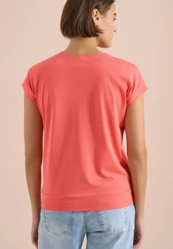 Shirt met korte mouwen en V-hals in effen kleur