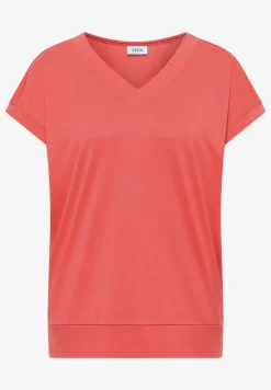 Shirt met korte mouwen en V-hals in effen kleur