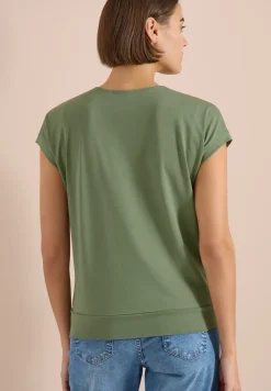 Shirt met korte mouwen en V-hals in effen kleur
