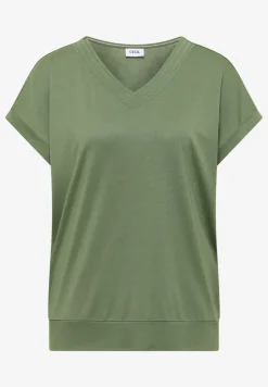 Shirt met korte mouwen en V-hals in effen kleur