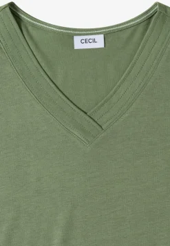 Shirt met korte mouwen en V-hals in effen kleur