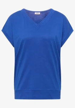 Shirt met korte mouwen en V-hals in effen kleur