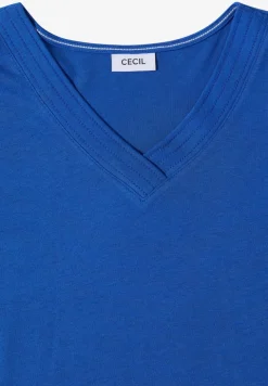Shirt met korte mouwen en V-hals in effen kleur