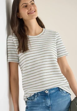 Shirt met korte mouwen, ronde hals en structuur