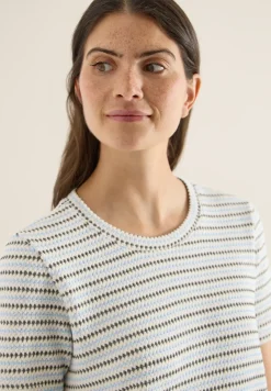 Shirt met korte mouwen, ronde hals en structuur